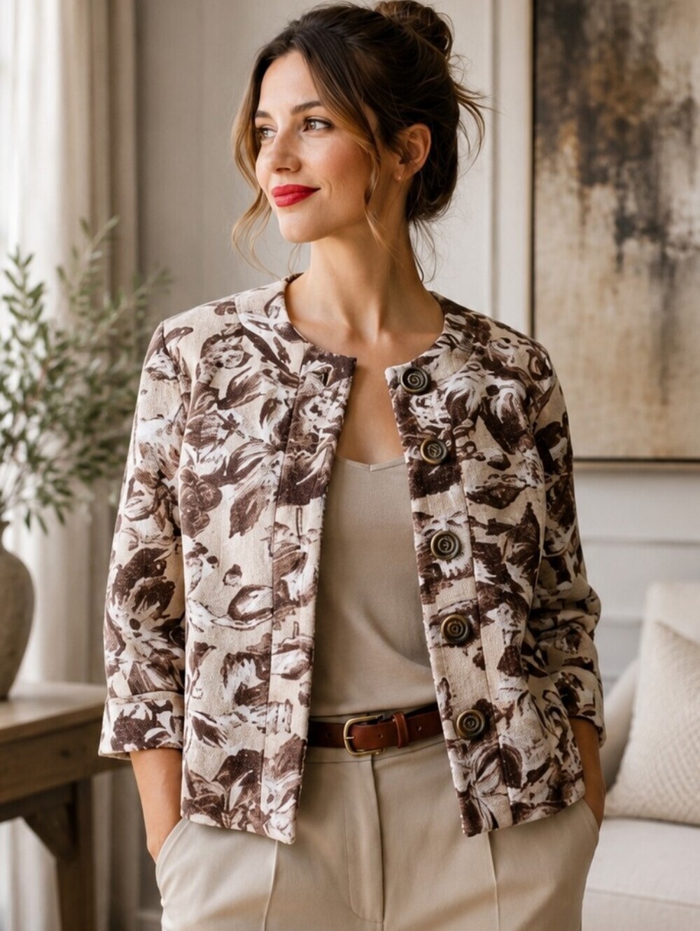 🎉SALE Coldwater Creek  Linen blend lightweight jacket floral print